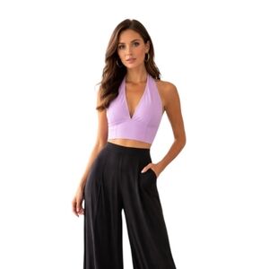 Princess Polly Pink Cropped Halter Top — Size 6